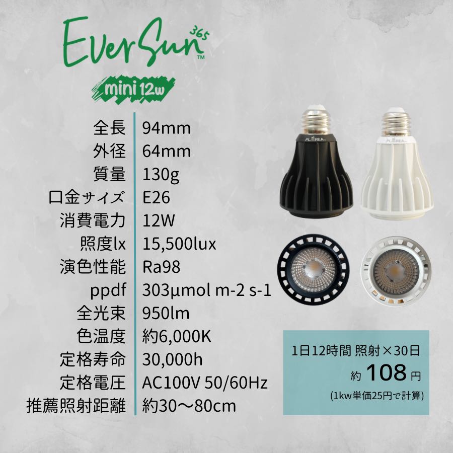 ゼンスイ EverSun365 12W 植物育成用ライト – AoNoKi